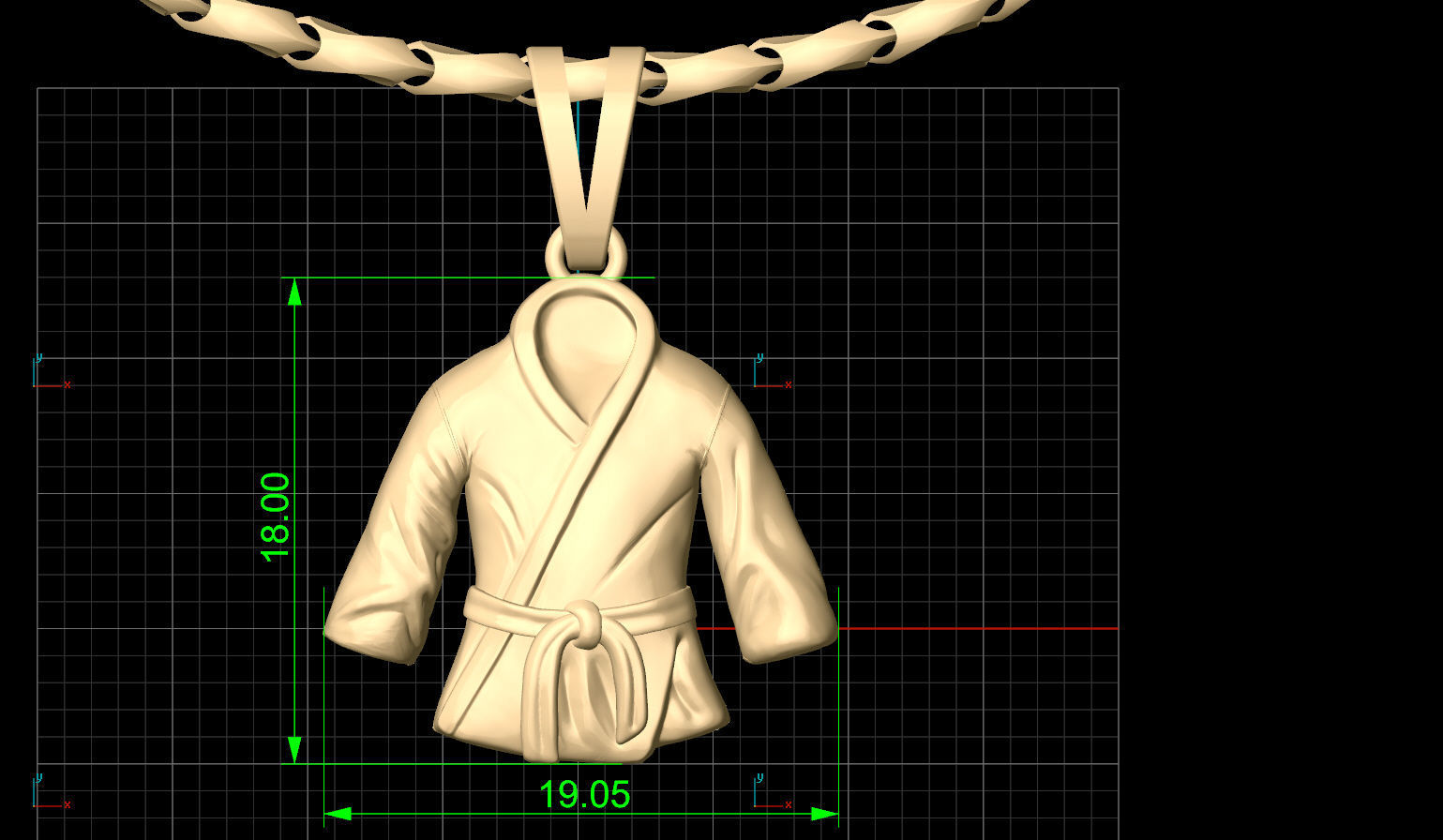 karate dress Kimono pendant Sculpture jewelry gold 3D print model_6