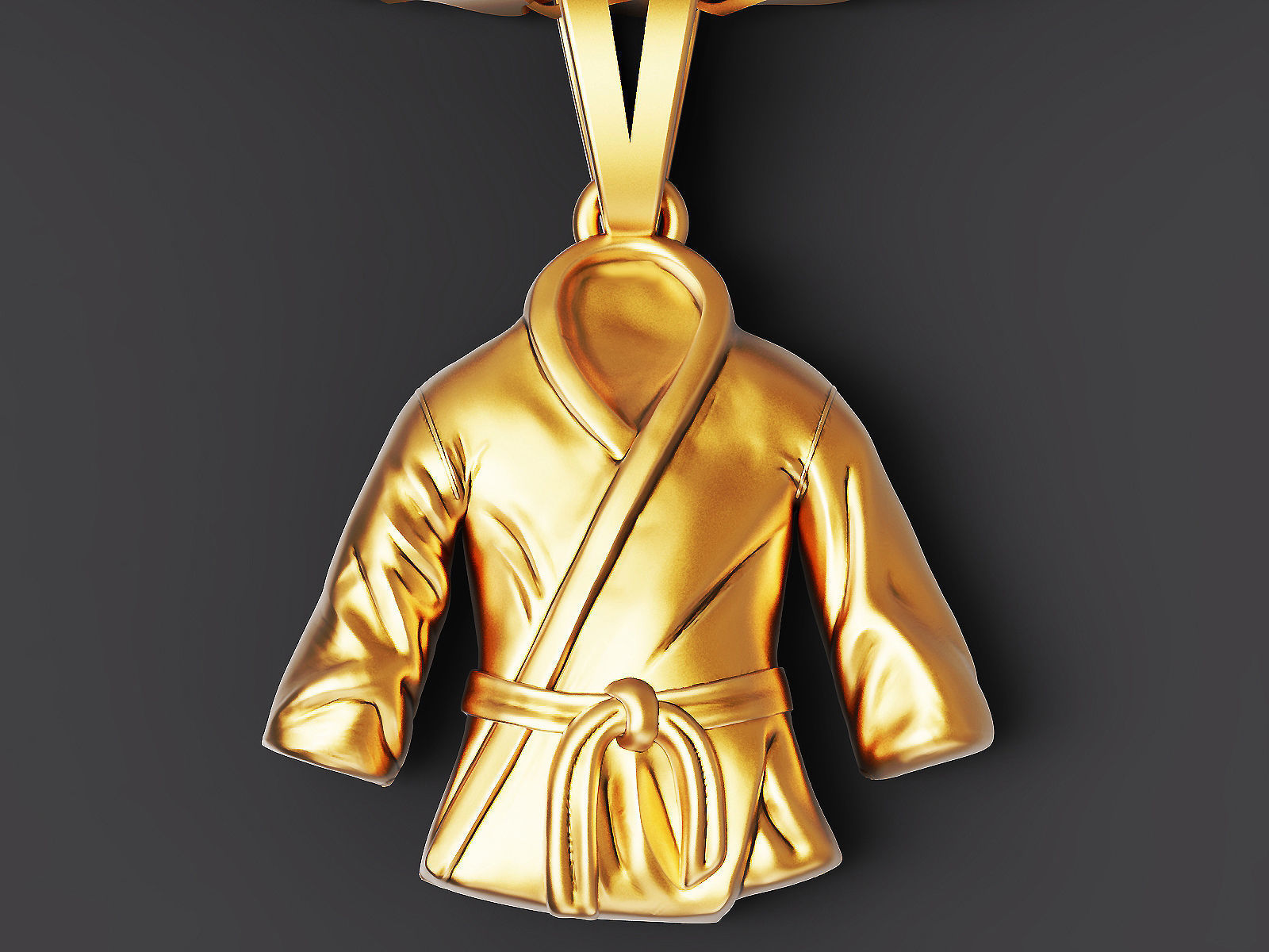 karate dress Kimono pendant Sculpture jewelry gold 3D print model_2