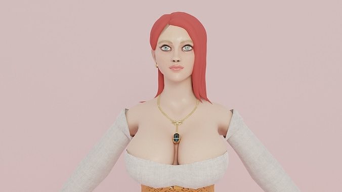 Stylized Girl Warrior Low-poly 3D model