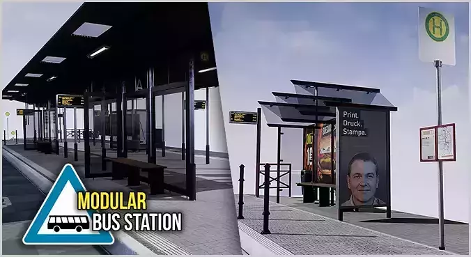 Modular Bus Station Volume 1 Low-poly 3D model