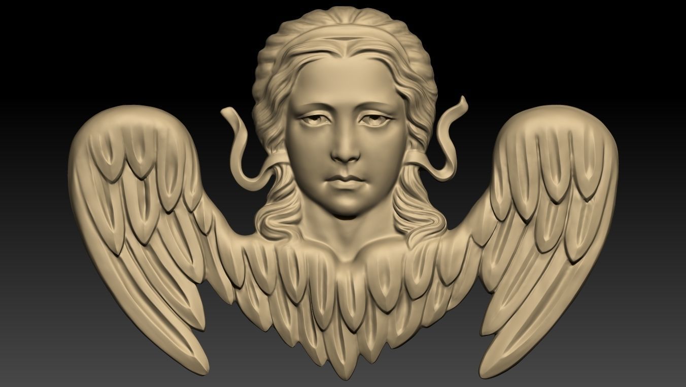 Angel Bas-Relief 3D print model_3