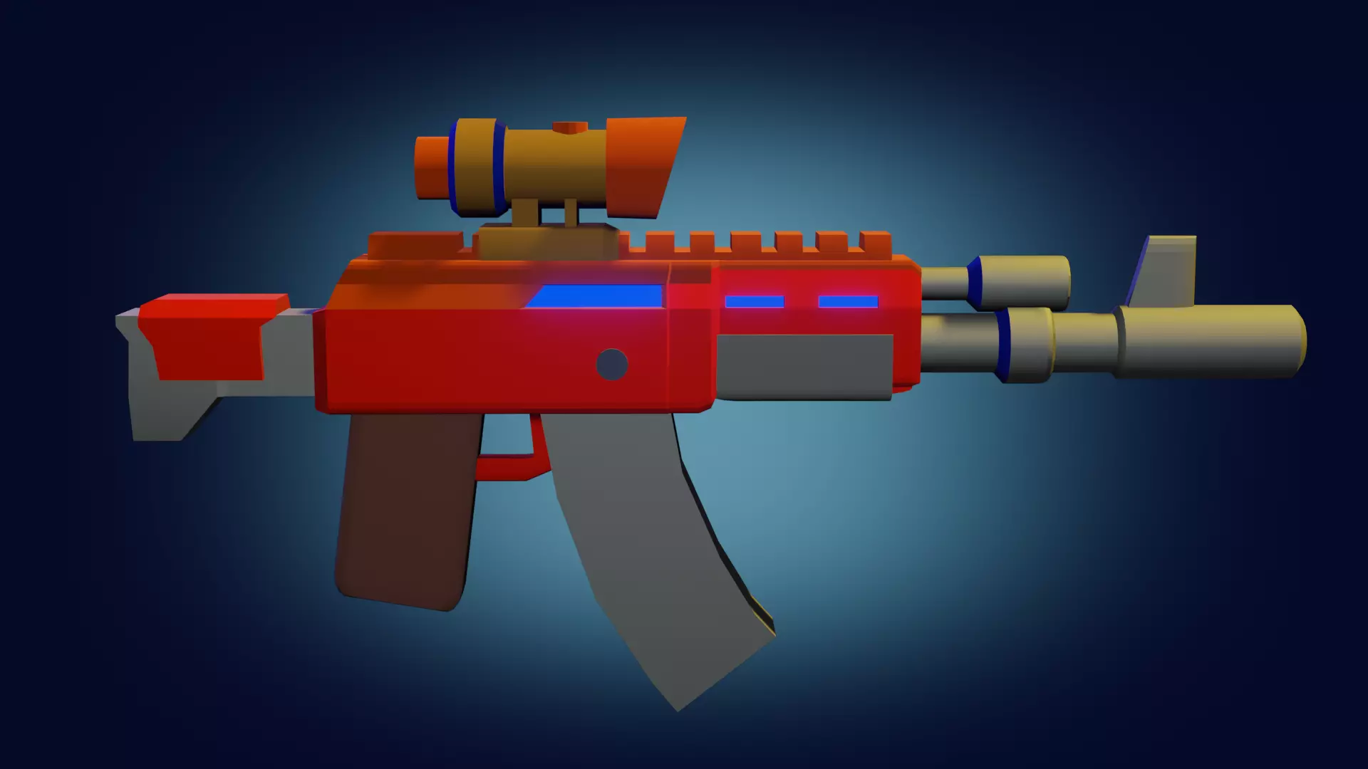 Gun to game PBR low-poly game ready orange Free low-poly 3D model