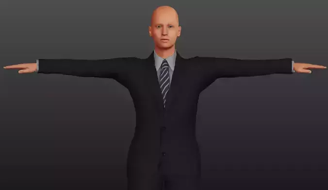 Business man in a Black suit Low-poly 3D model