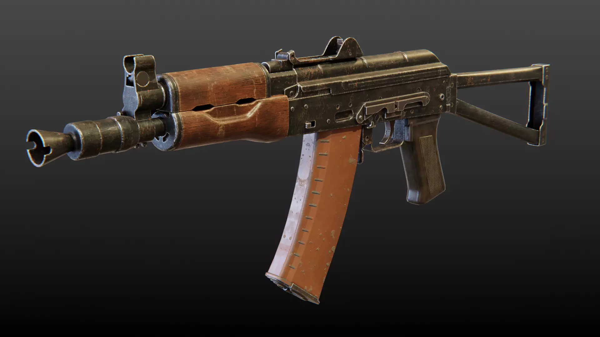 AKS-74U Submachine Gun Low-poly 3D model_0