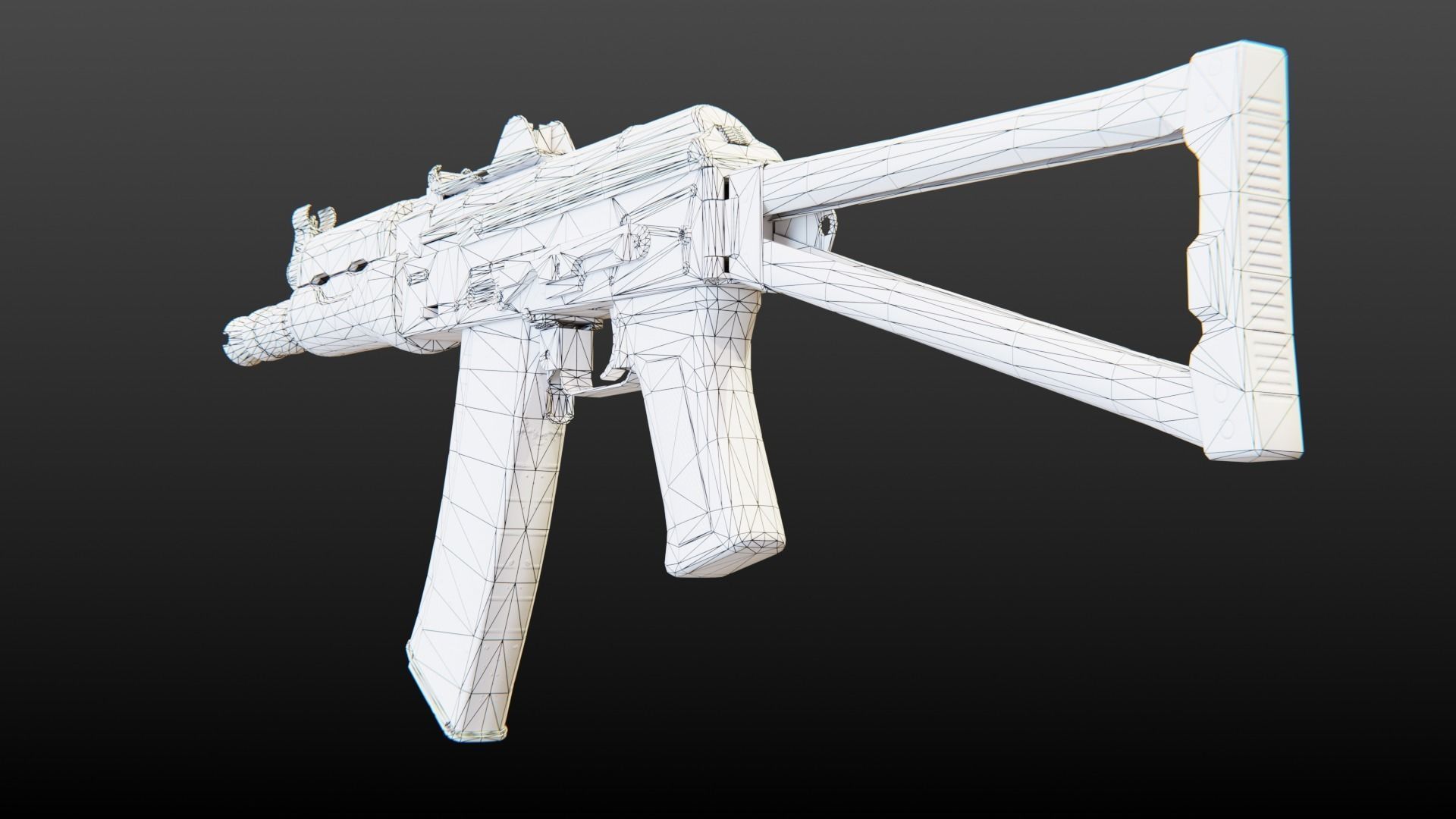 AKS-74U Submachine Gun Low-poly 3D model_7