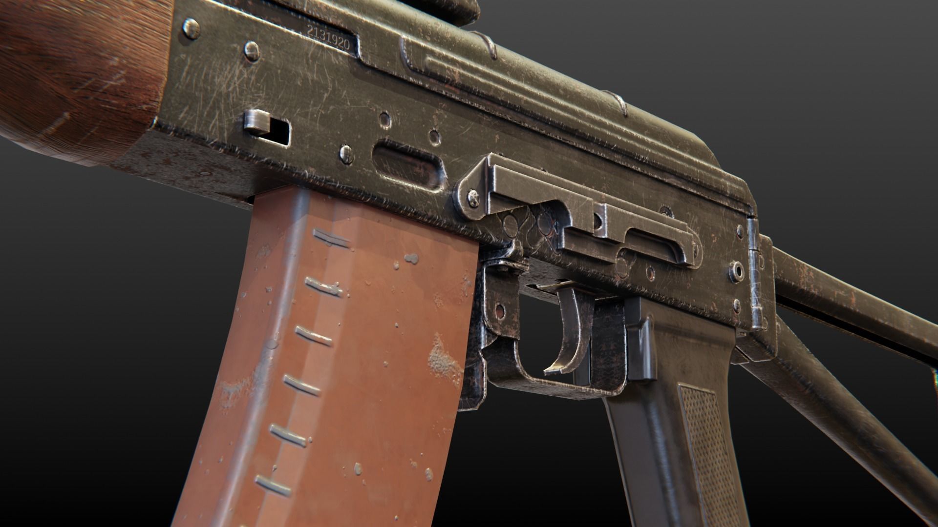 AKS-74U Submachine Gun Low-poly 3D model_8