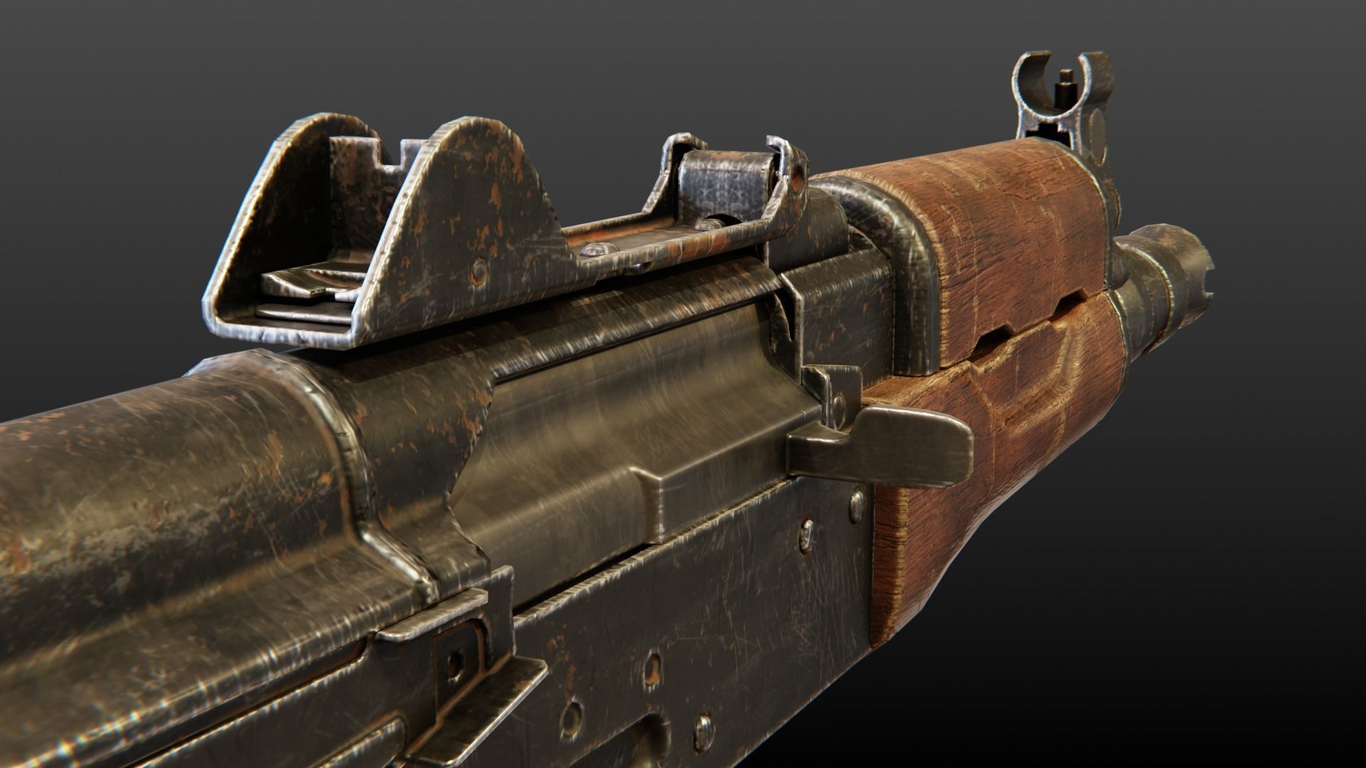 AKS-74U Submachine Gun Low-poly 3D model_10