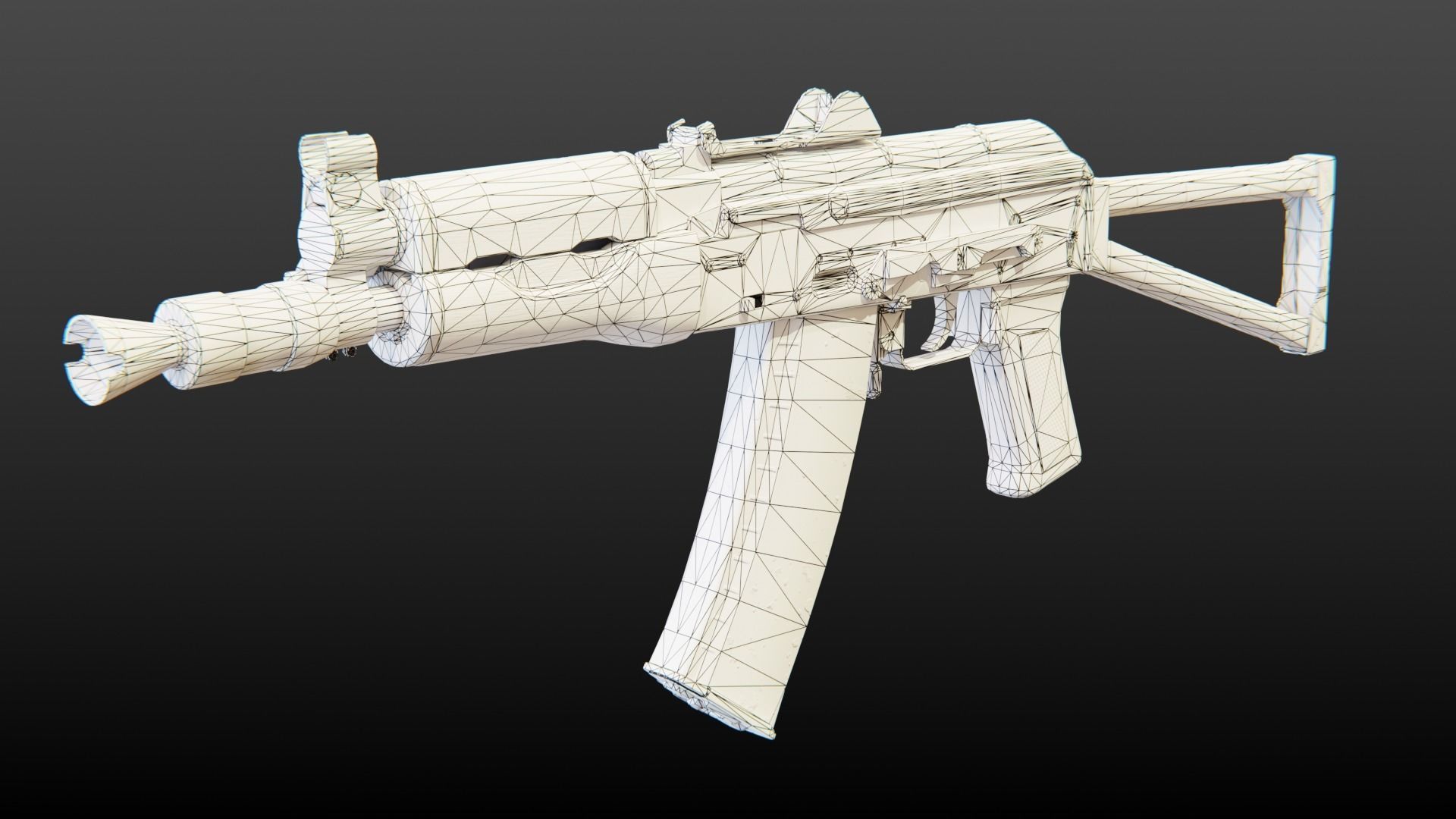 AKS-74U Submachine Gun Low-poly 3D model_1