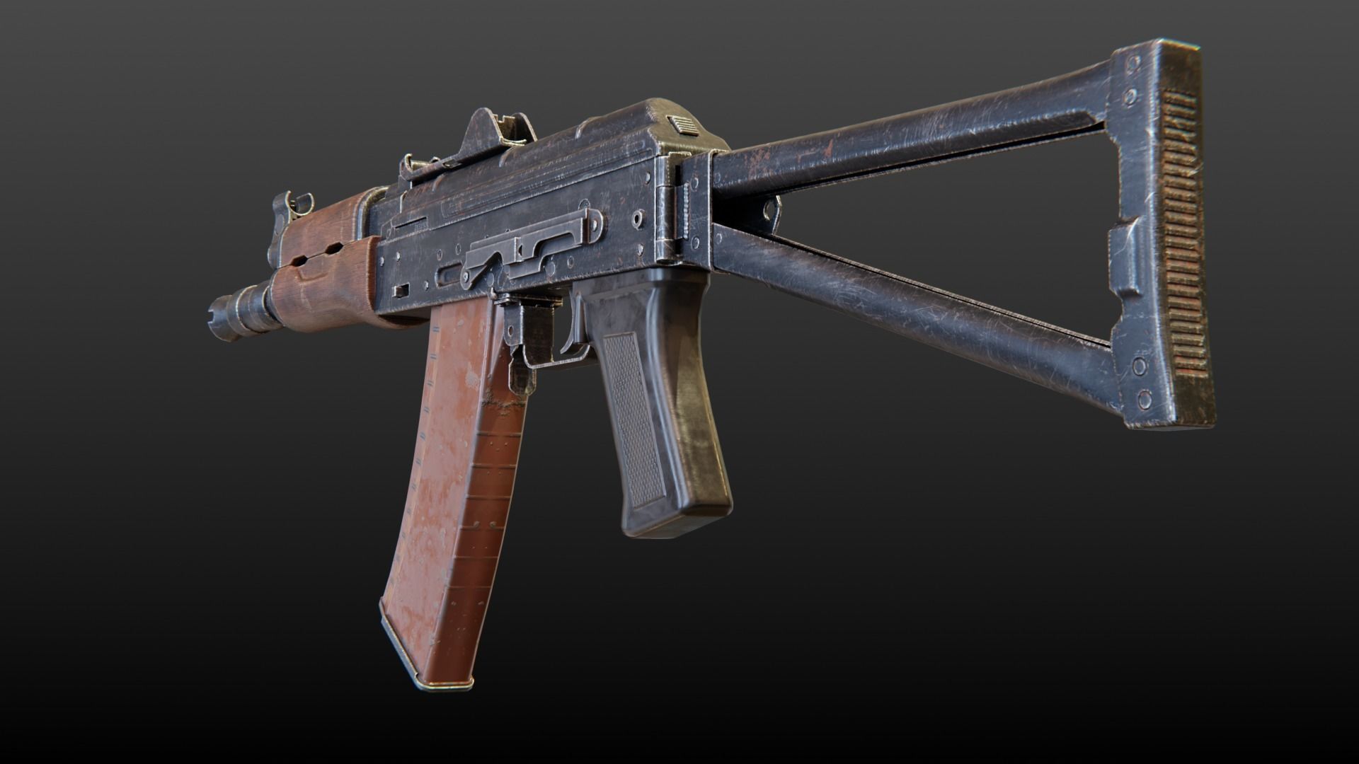 AKS-74U Submachine Gun Low-poly 3D model_6