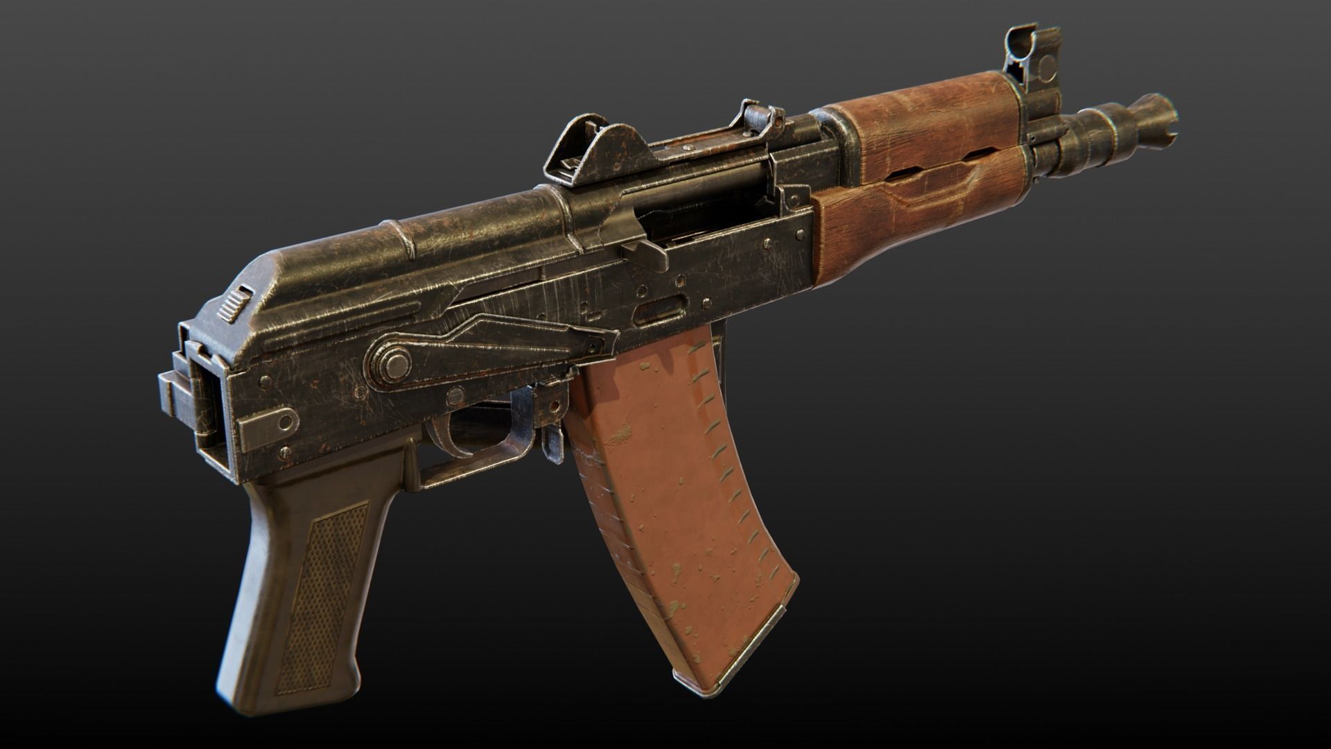 AKS-74U Submachine Gun Low-poly 3D model_12