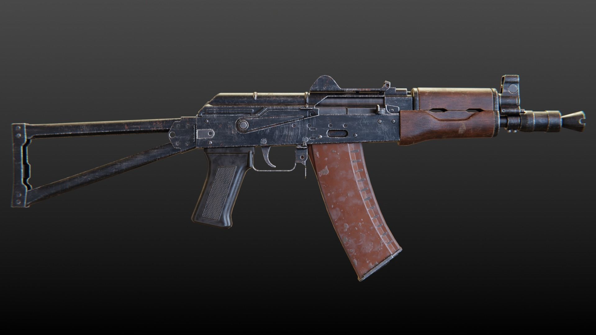 AKS-74U Submachine Gun Low-poly 3D model_4