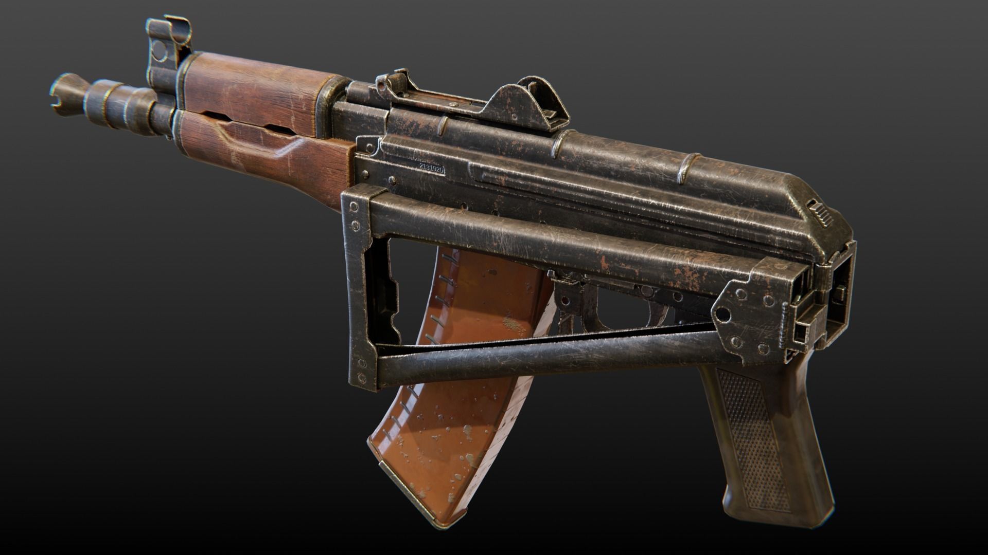 AKS-74U Submachine Gun Low-poly 3D model_13