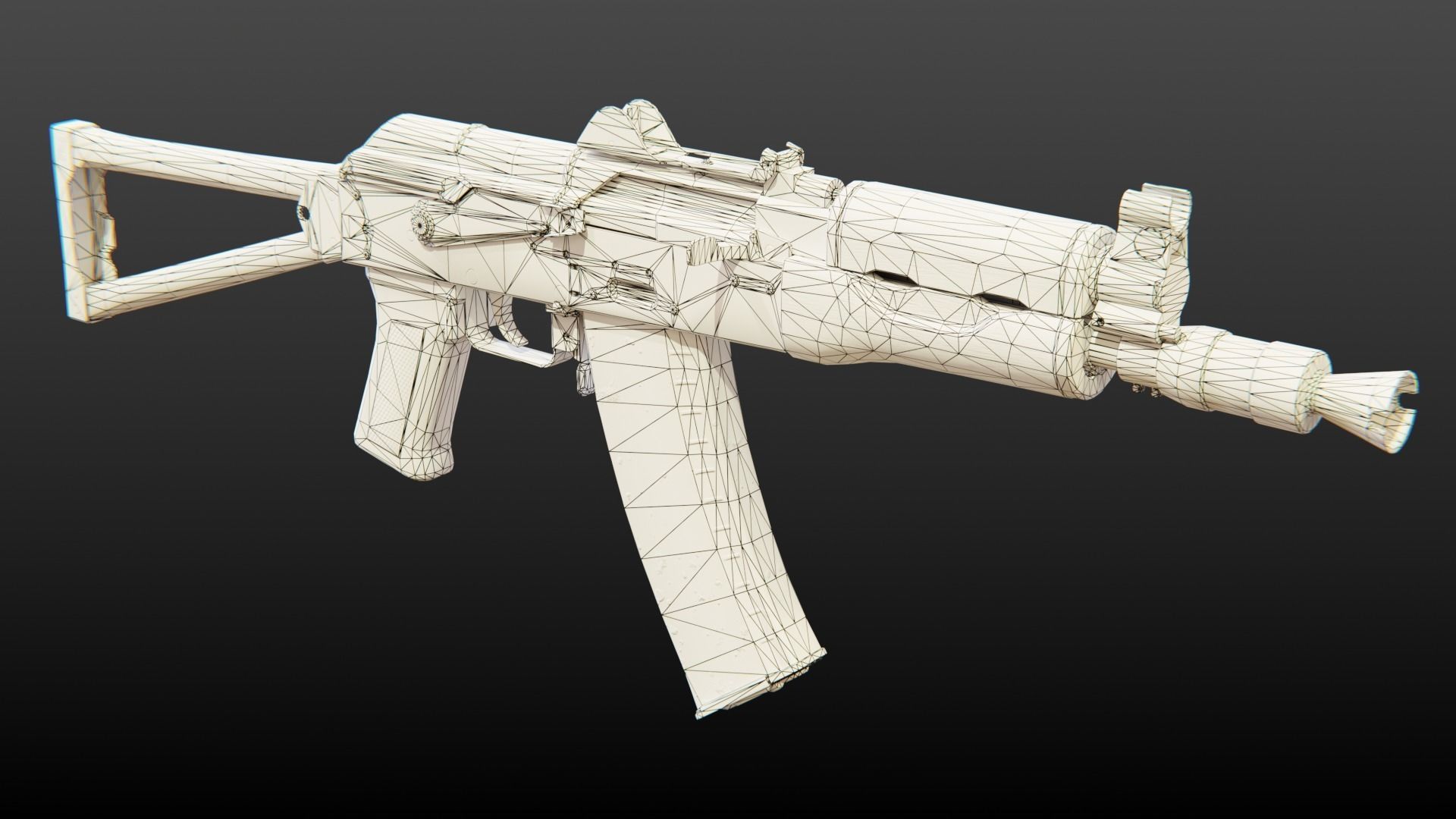 AKS-74U Submachine Gun Low-poly 3D model_3
