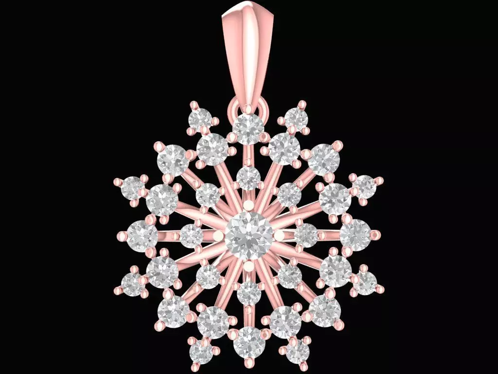Luxury Snowflake Diamond Pendant 3D Model 2197 3D print model_0