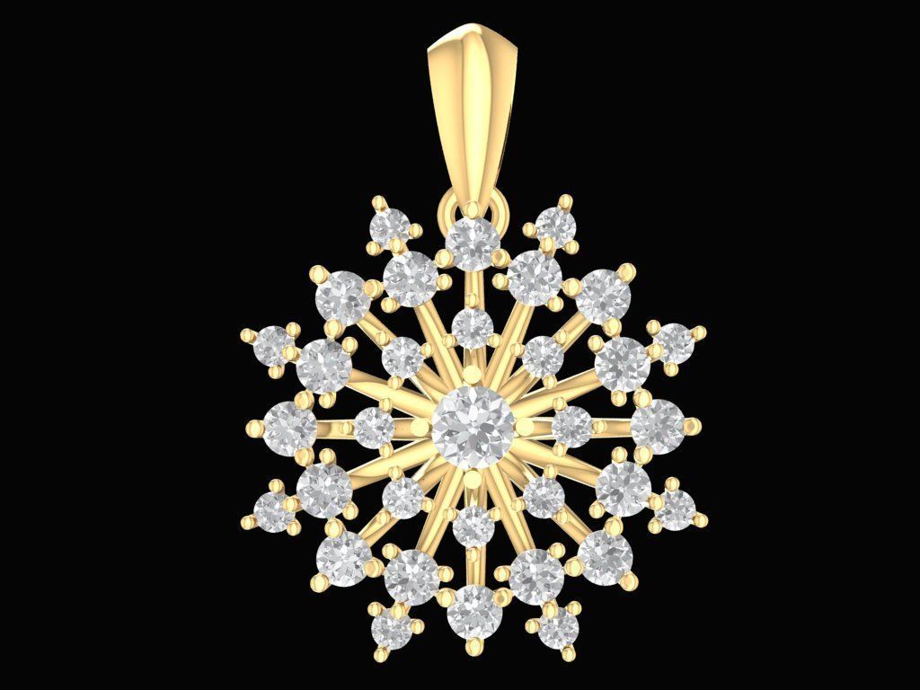 Luxury Snowflake Diamond Pendant 3D Model 2197 3D print model_3