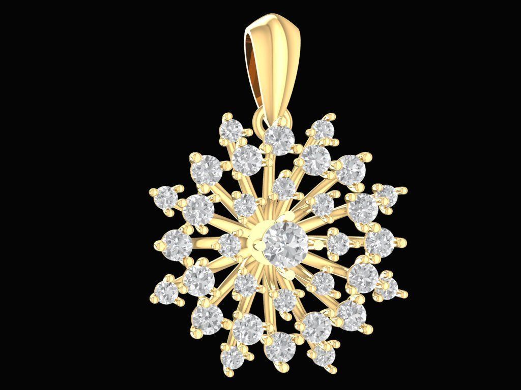 Luxury Snowflake Diamond Pendant 3D Model 2197 3D print model_4