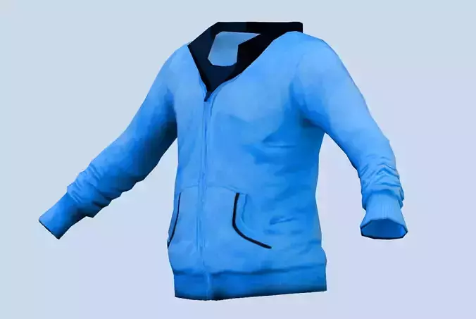 Realistic pbr Blue Jacket Hi Collar Low-poly 3D model