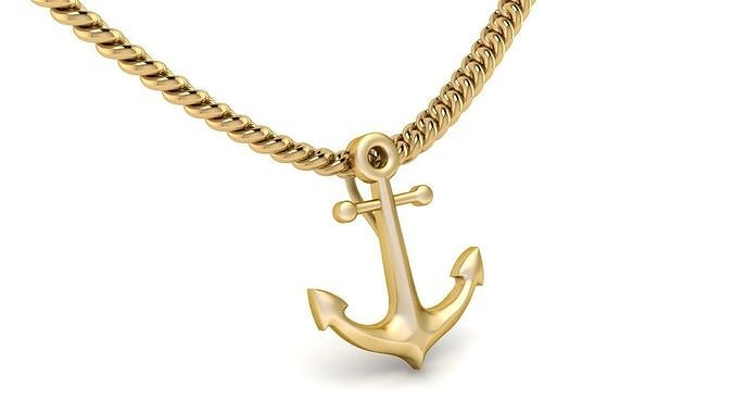 Gold Anchor Pendant  3D print model