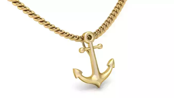 Gold Anchor Pendant  3D print model