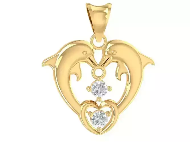 Angel Wings Heart Pendant Jewelry 3D Model  2198