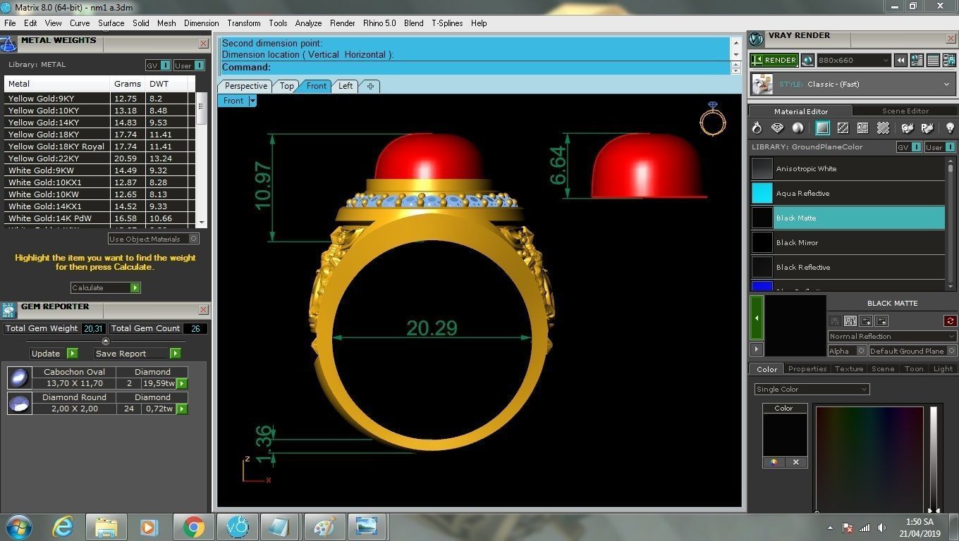 Vintage Red Gemstone Signet Ring for Men 2201 3D print model_5