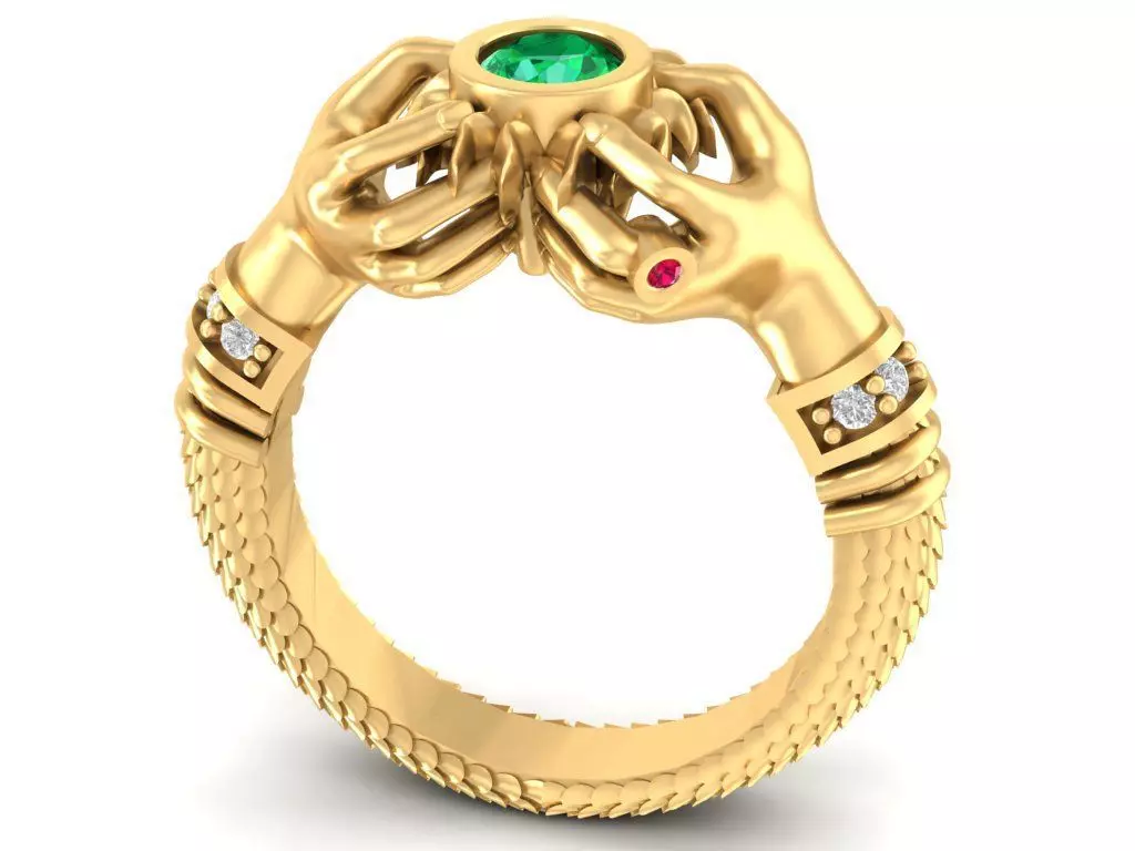 Luxury Hands Holding Emerald Ring for Men 2202 3D Print Model 3D print model
