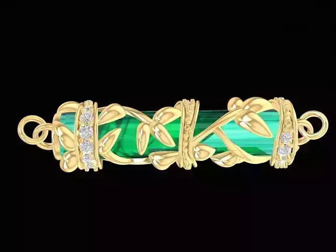 Cylinder Gemstone Floral Gold Pendant Jewelry 2204