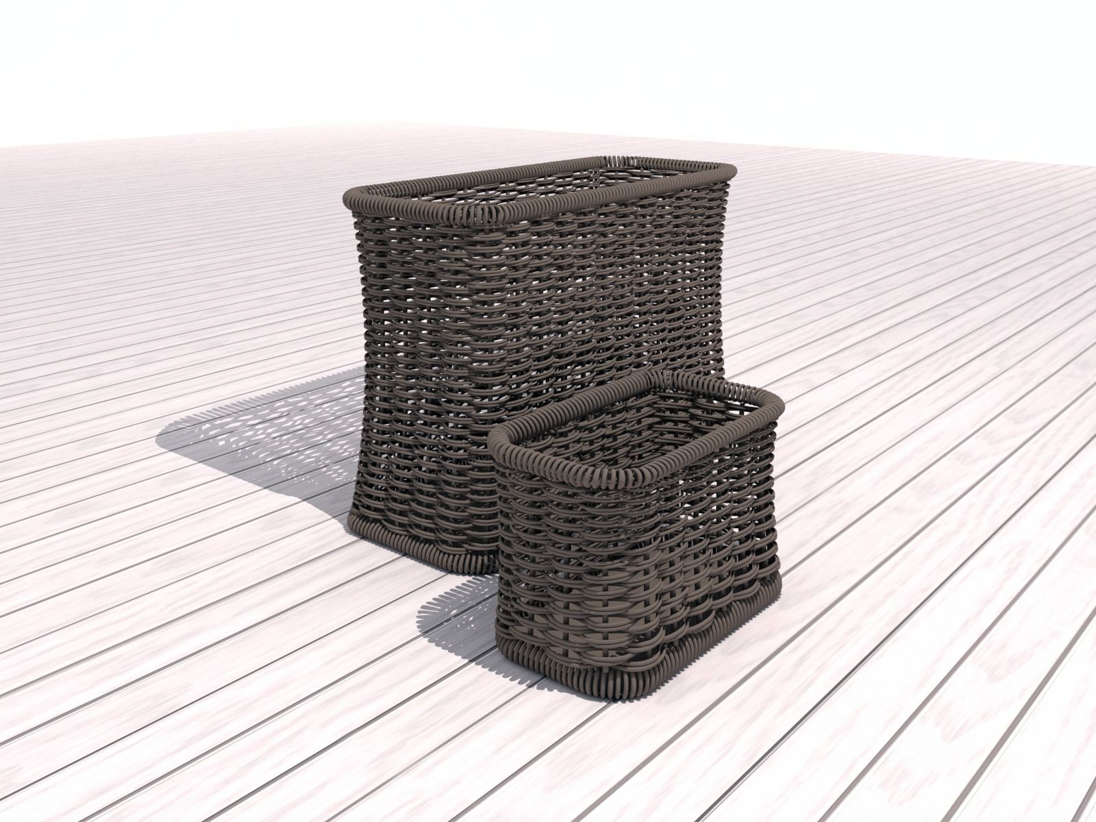 wicker rectangular basket  Free 3D model_1