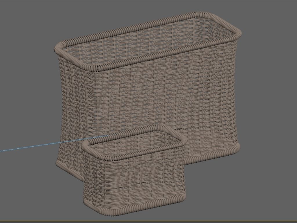 wicker rectangular basket  Free 3D model_2