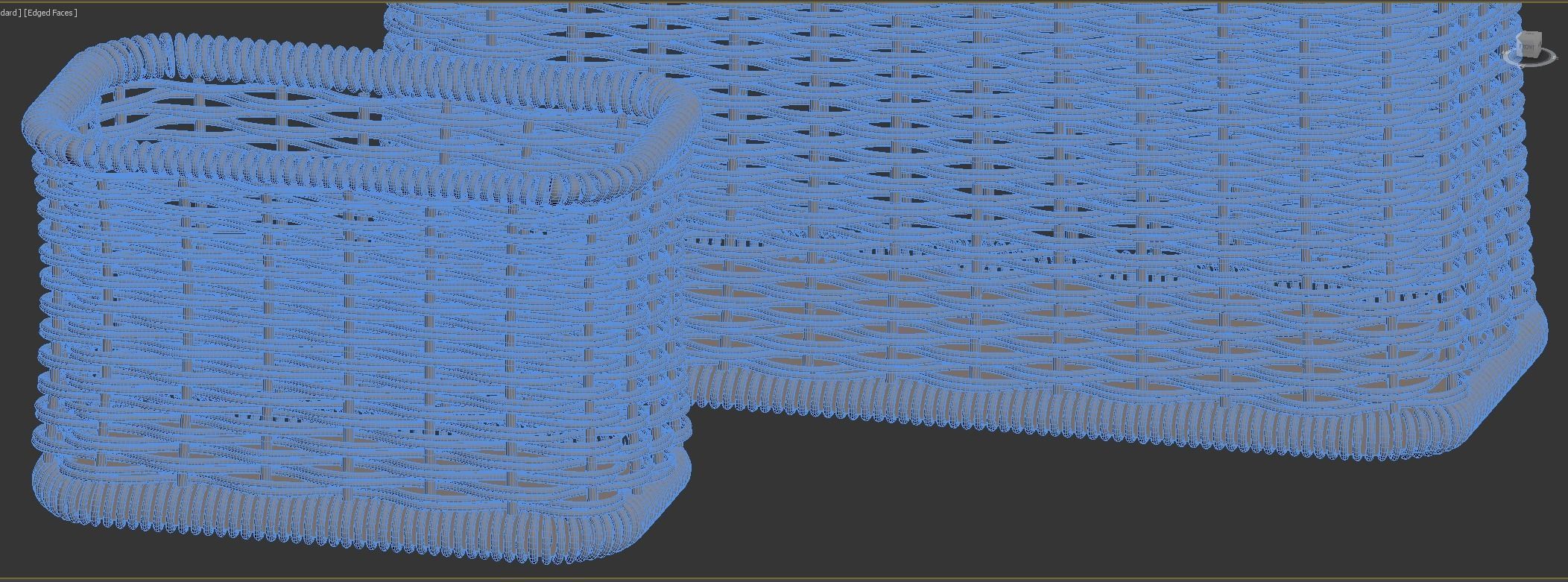wicker rectangular basket  Free 3D model_3