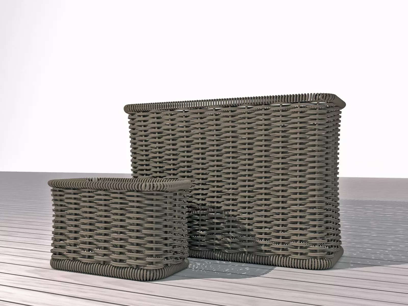 wicker rectangular basket  Free 3D model_0