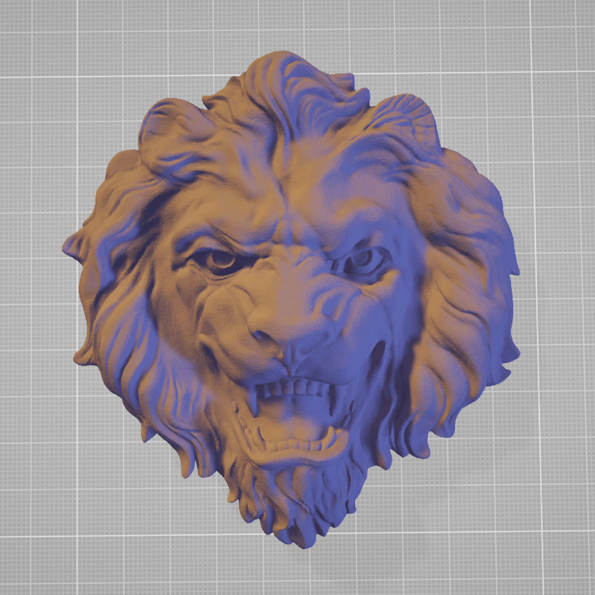 Lion head roar 3D print model_4