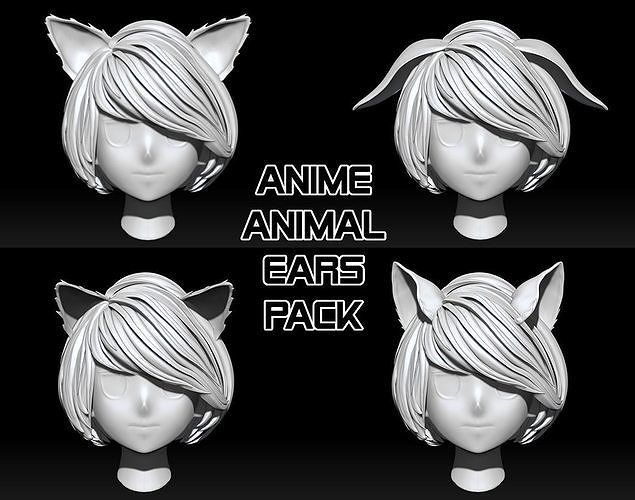 Anime Animal Ears Pack 3D model
