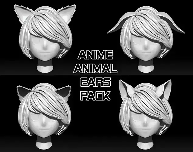 Anime Animal Ears Pack 3D model