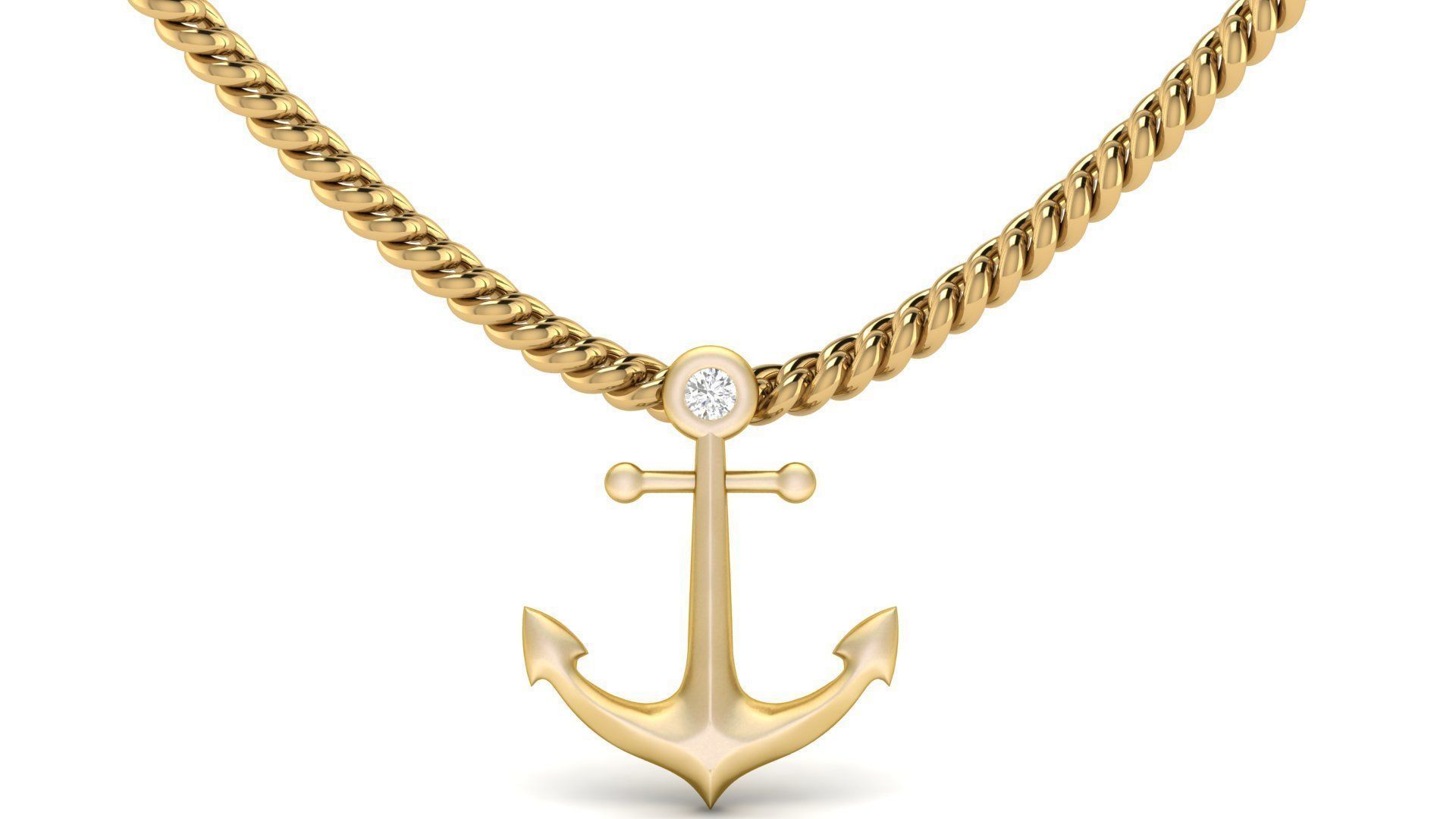Diamond Anchor Pendant  3D print model_1