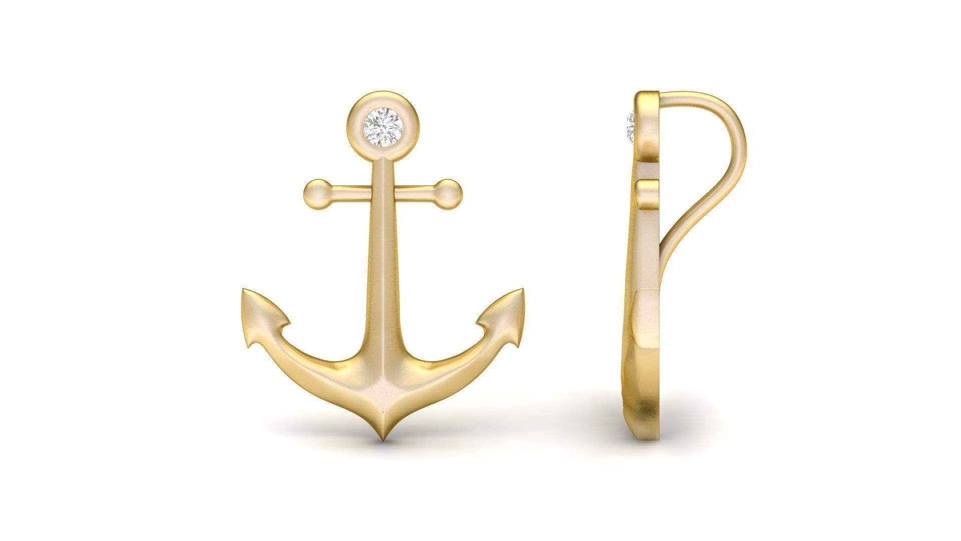 Diamond Anchor Pendant  3D print model_3