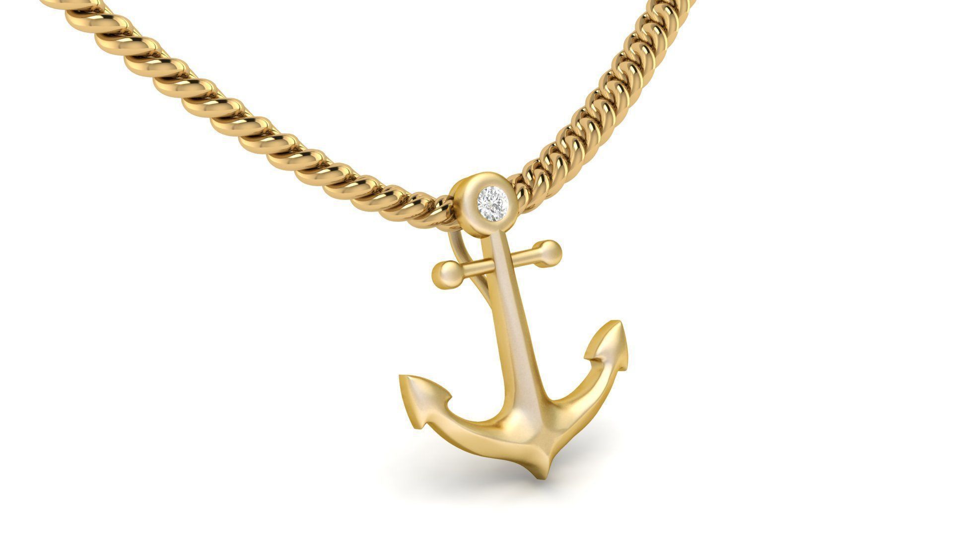 Diamond Anchor Pendant  3D print model_2