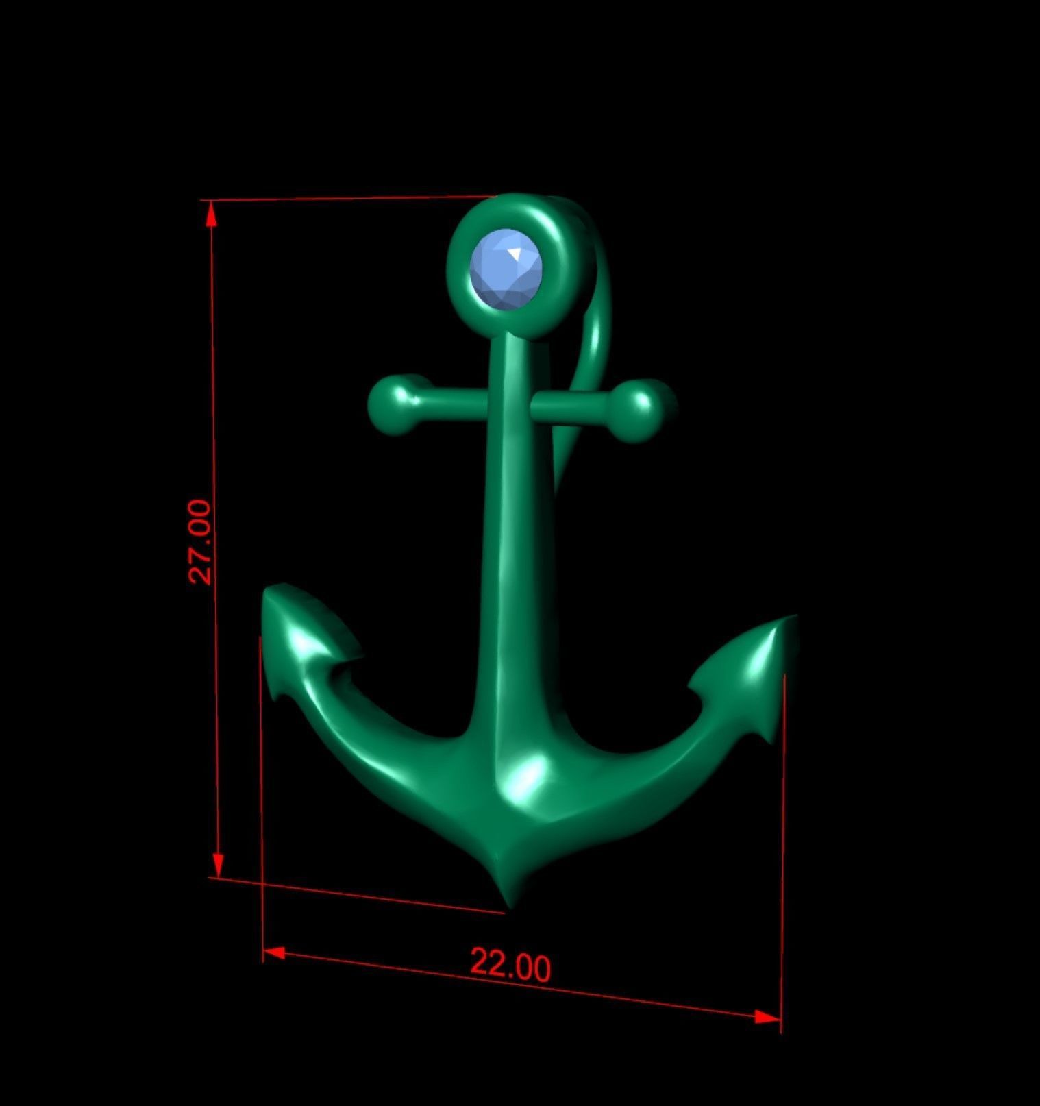 Diamond Anchor Pendant  3D print model_5