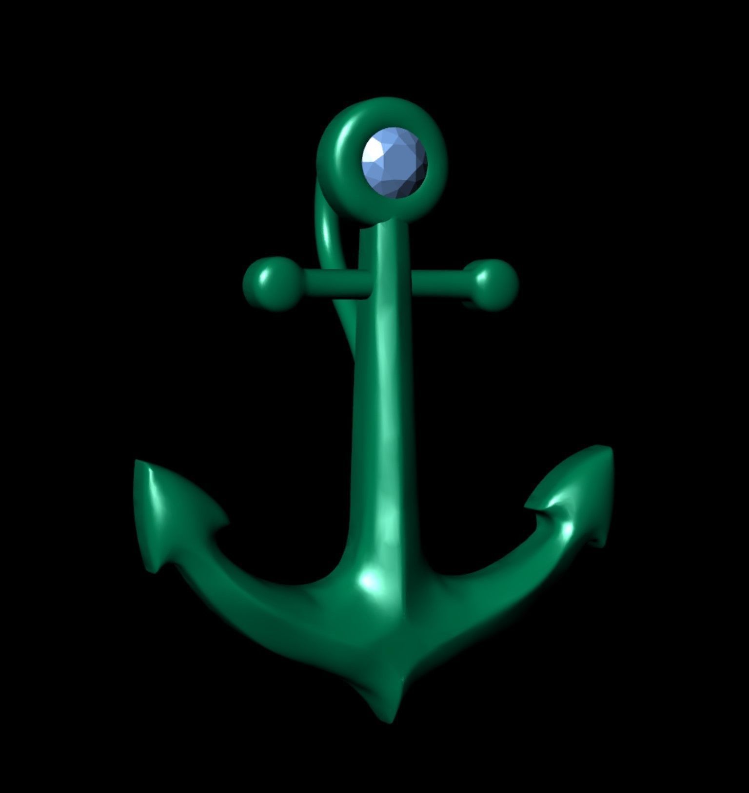 Diamond Anchor Pendant  3D print model_7