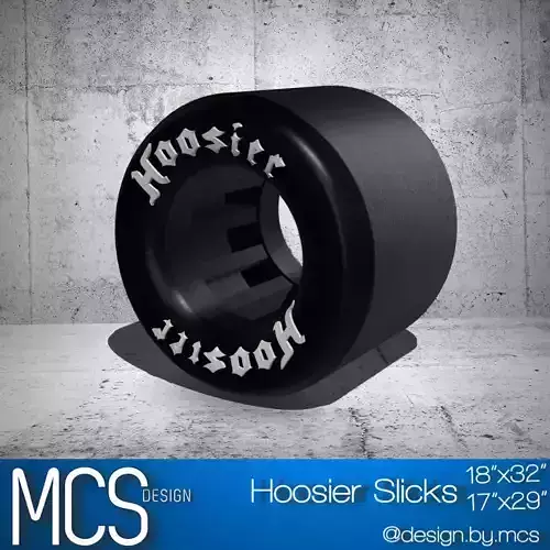 Hoosier Drag Slick Tire 32x17 n 29x18 with script Tyre 3D print model