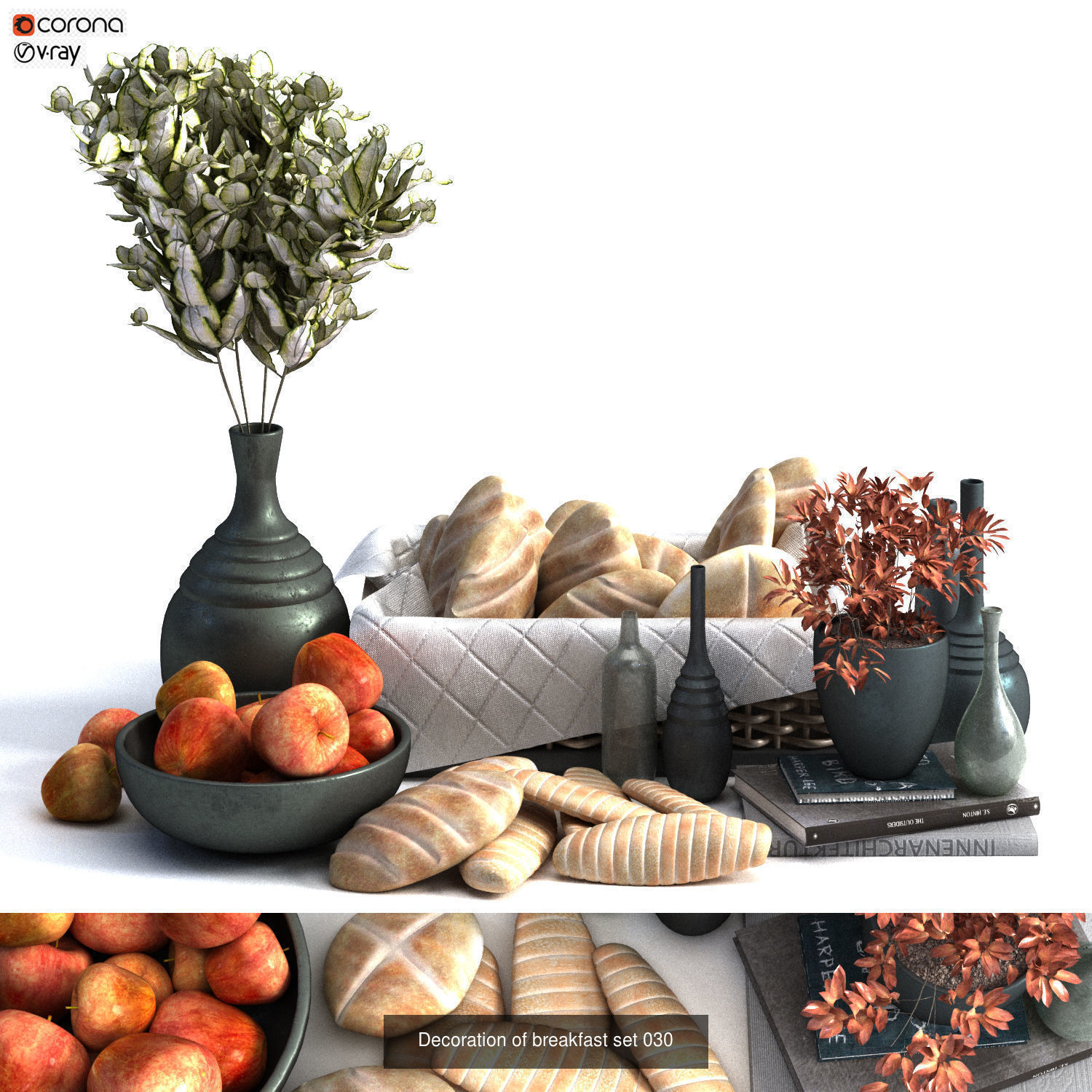 8 model of breakfast decoration set 3D Model Collection_7