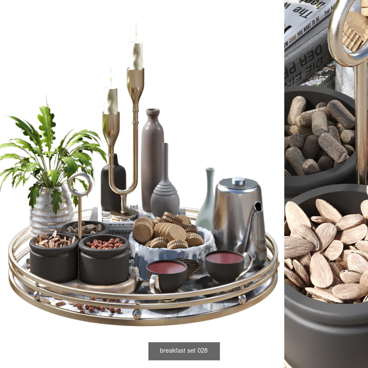 8 model of breakfast decoration set 3D Model Collection_5
