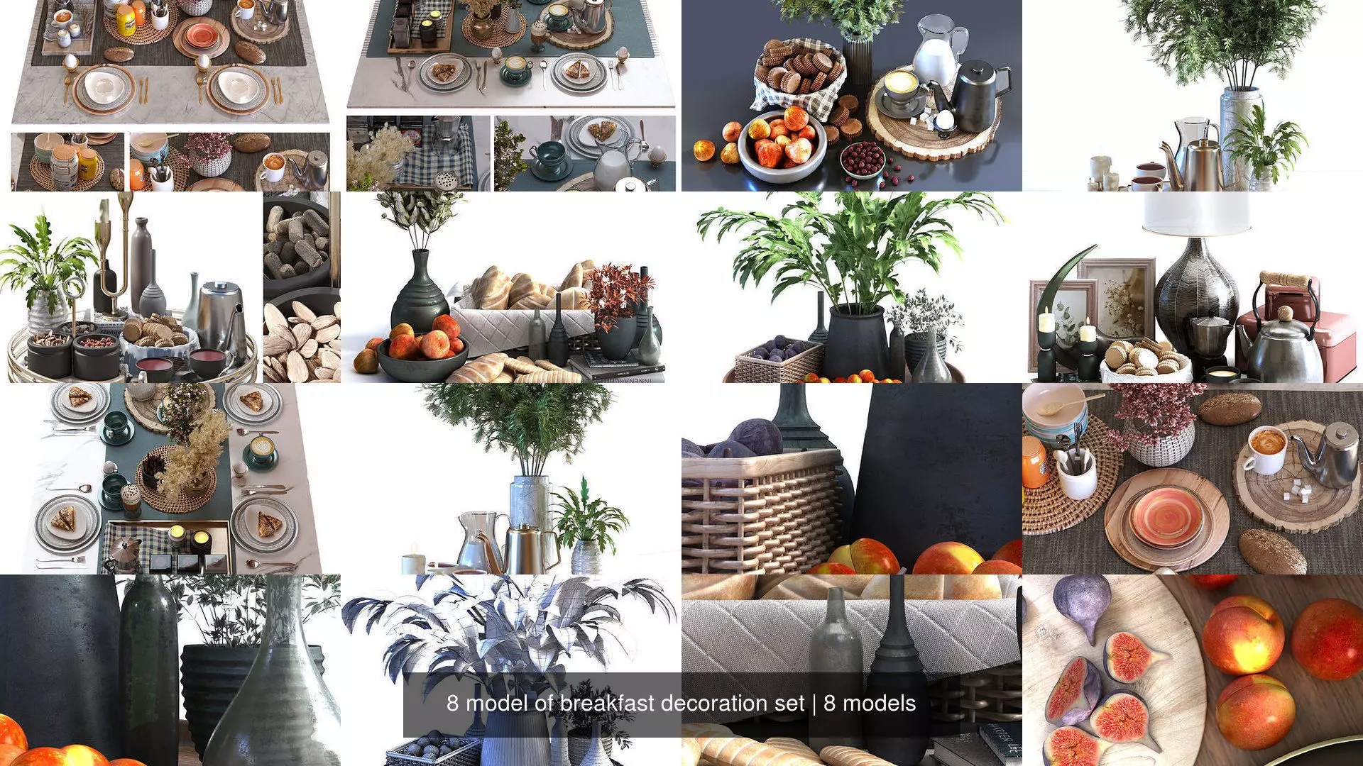 8 model of breakfast decoration set 3D Model Collection_0