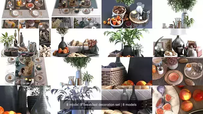 8 model of breakfast decoration set
