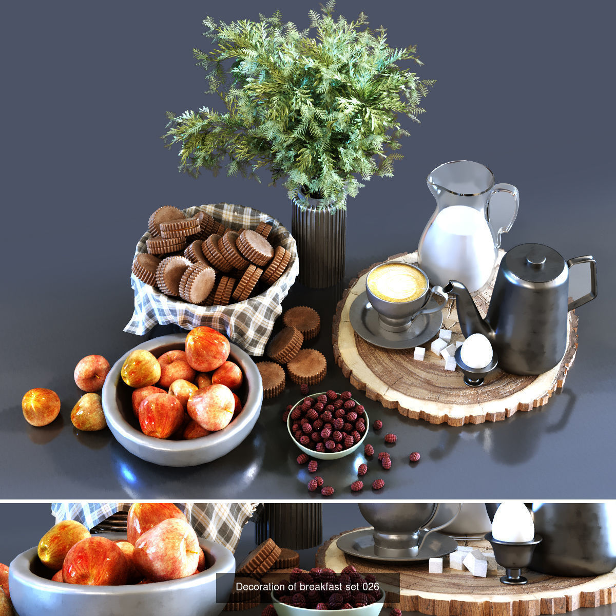 8 model of breakfast decoration set 3D Model Collection_2