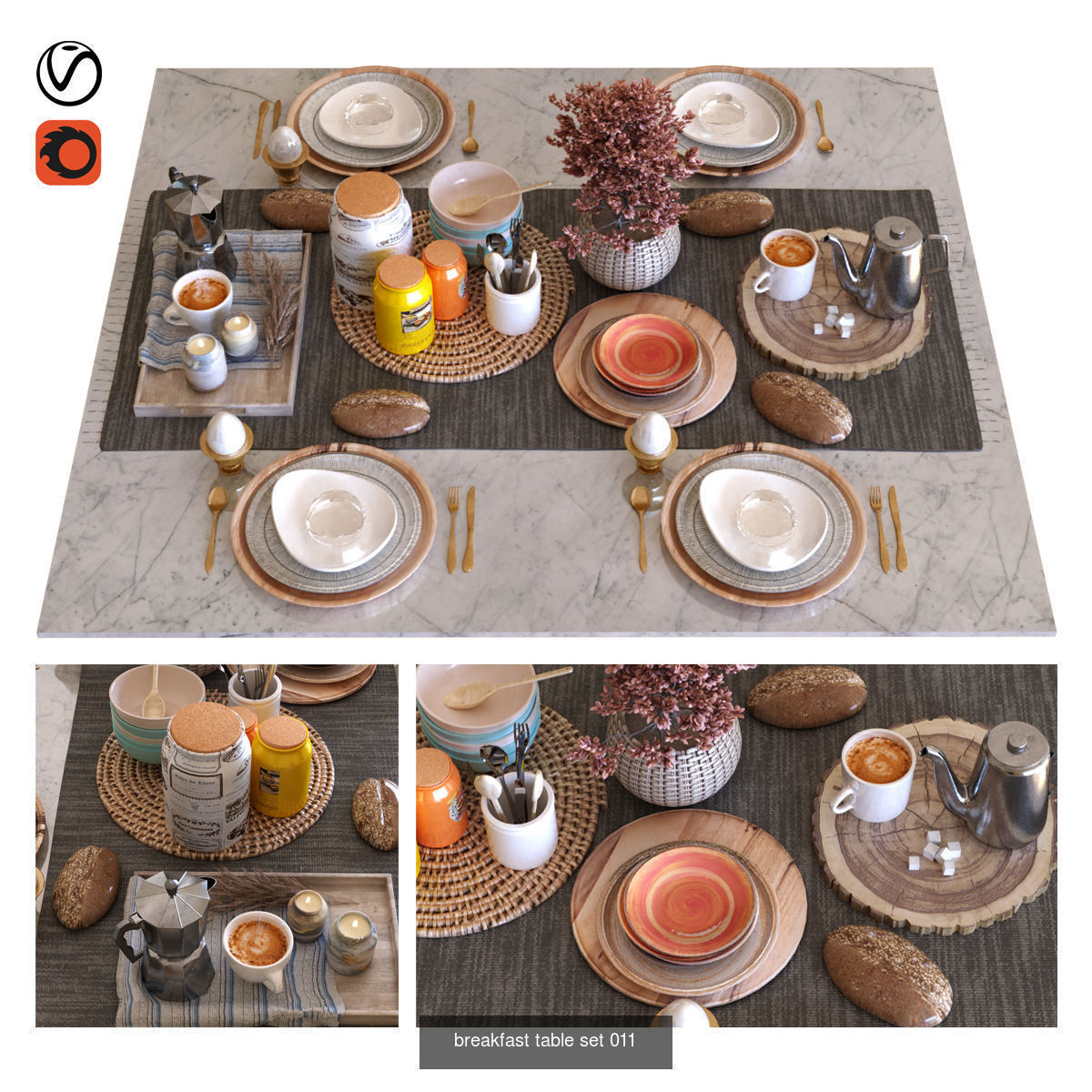 8 model of breakfast decoration set 3D Model Collection_6