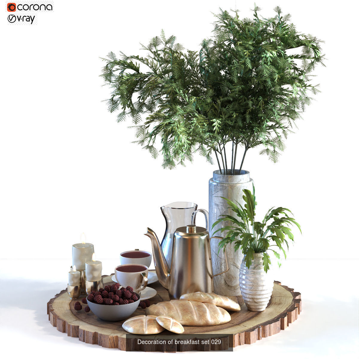 8 model of breakfast decoration set 3D Model Collection_3