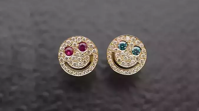 Smiley Emoji Diamond Earring 3D print model