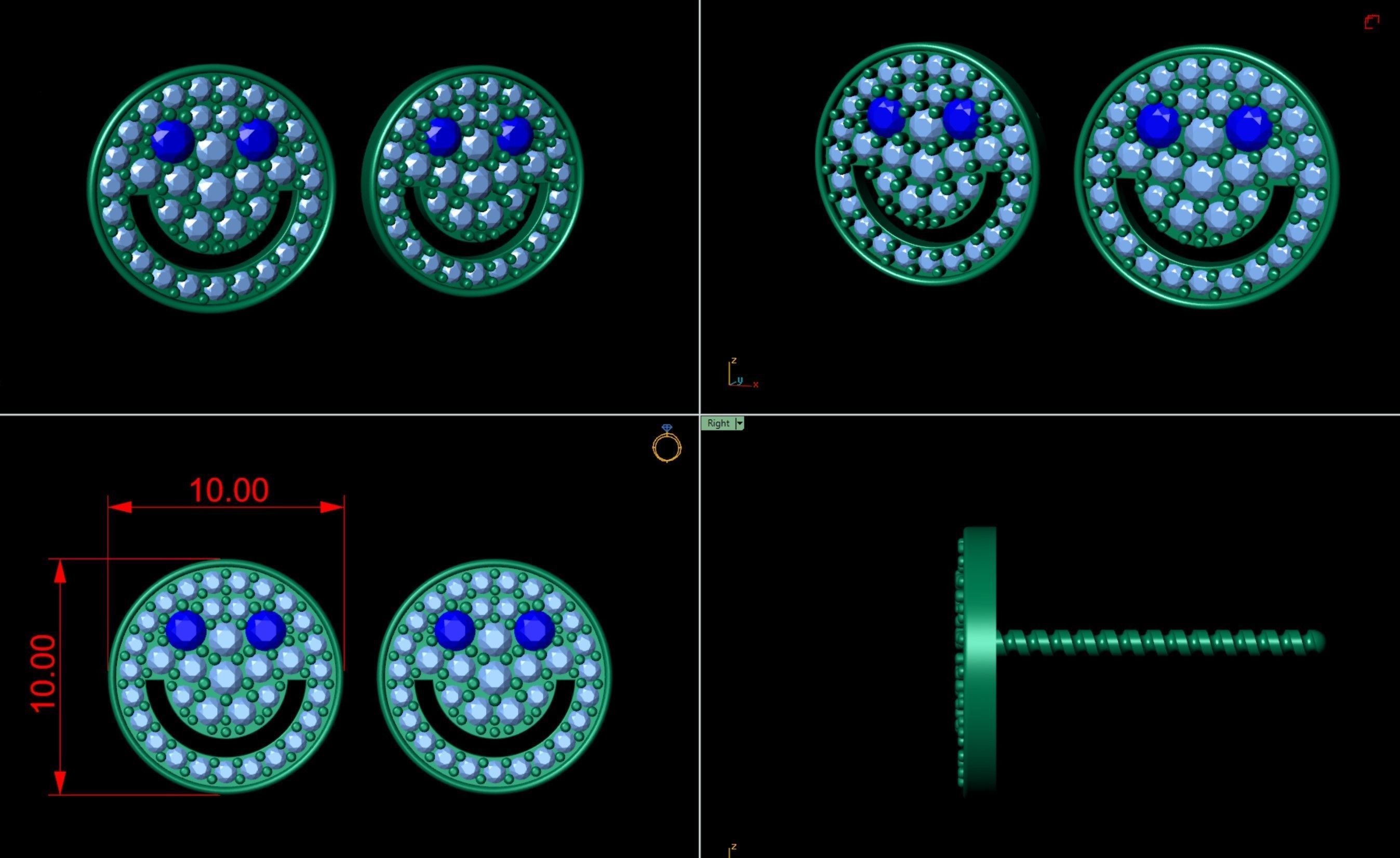 Smiley Emoji Diamond Earring 3D print model_6