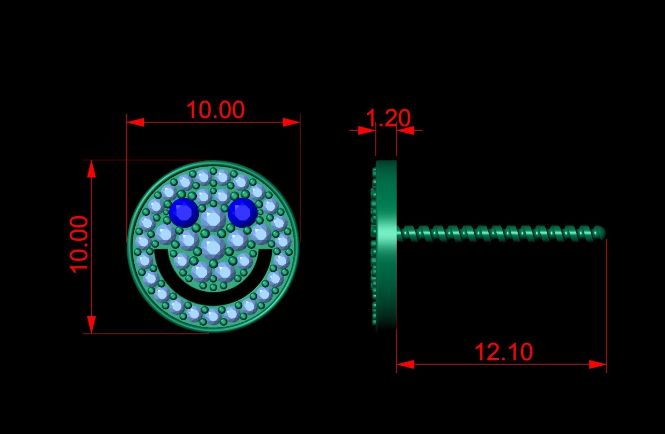 Smiley Emoji Diamond Earring 3D print model_5